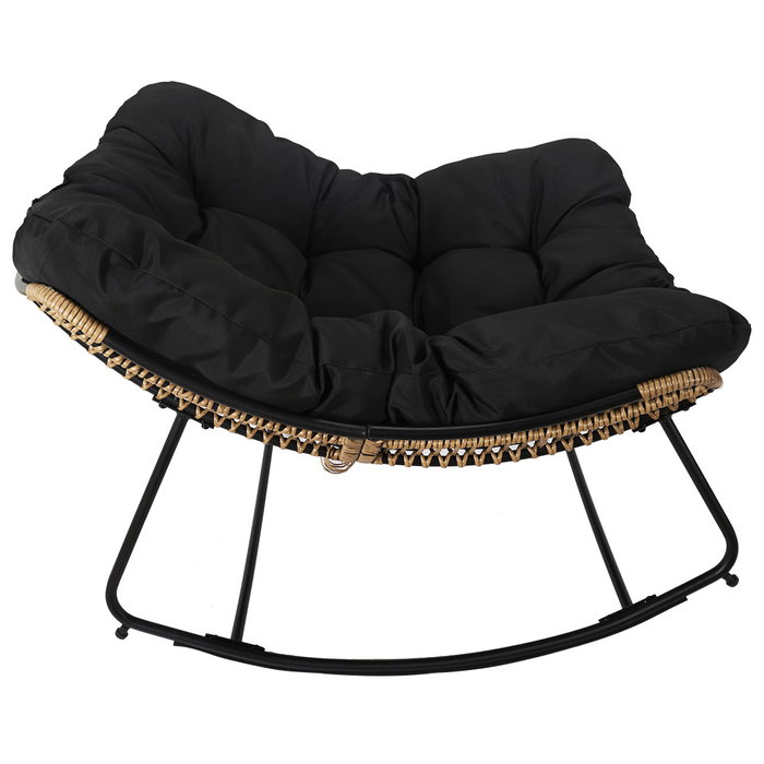 Home Deco Factory Butaca Mecedora Tulum Negra para Patio y Jardín con Asiento Acolchado