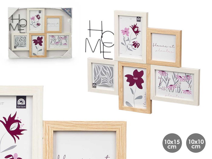GIFTDECOR Portafoto Múltiple 10x10cm y 10x15cm con Letrero de Madera y Metal Natural (Set de 8) GIFTDECOR Portafoto Múltiple 10x10cm y 10x15cm con Letrero de Madera y Metal Natural (Set de 8)