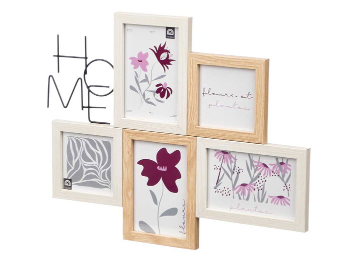 GIFTDECOR Portafoto Múltiple 10x10cm y 10x15cm con Letrero de Madera y Metal Natural (Set de 8) GIFTDECOR Portafoto Múltiple 10x10cm y 10x15cm con Letrero de Madera y Metal Natural (Set de 8)