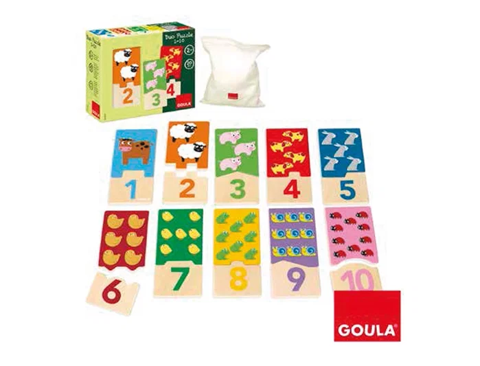 GOULA Puzzle Duo 53329 Aprender a Contar Números 1-10, Juguete Educativo Multilingüe (ES/EN/FR/DE/IT/PT) para Niños +2 Años GOULA Puzzle Duo 53329 Aprender a Contar Números 1-10, Juguete Educativo Multilingüe (ES/EN/FR/DE/IT/PT) para Niños +2 Años