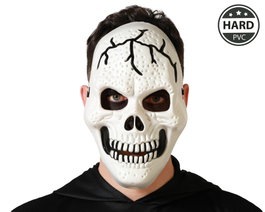 Atosa Máscara de Calavera Blanca con Rajaduras y Dientes Marcados en PVC Rígido