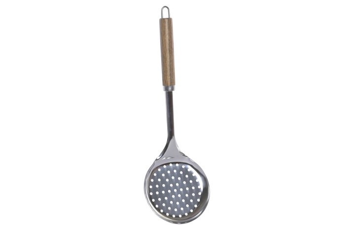 DKD Home Decor Espumadera Inox Acacia Natural