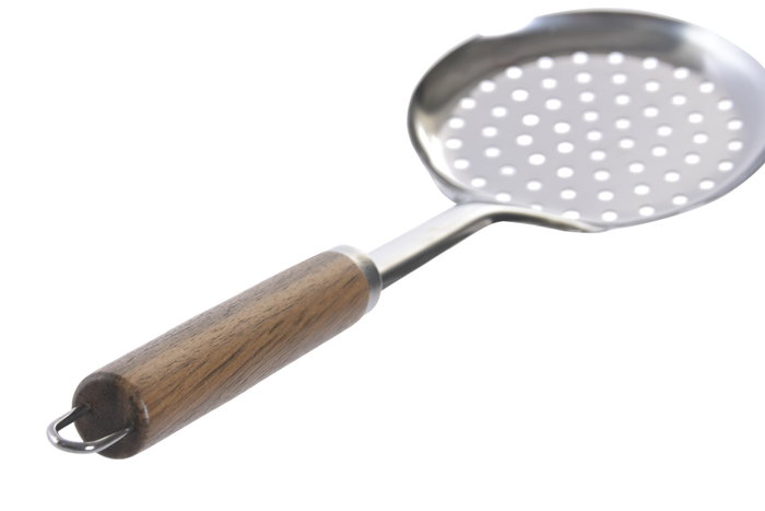 DKD Home Decor Espumadera Inox Acacia Natural