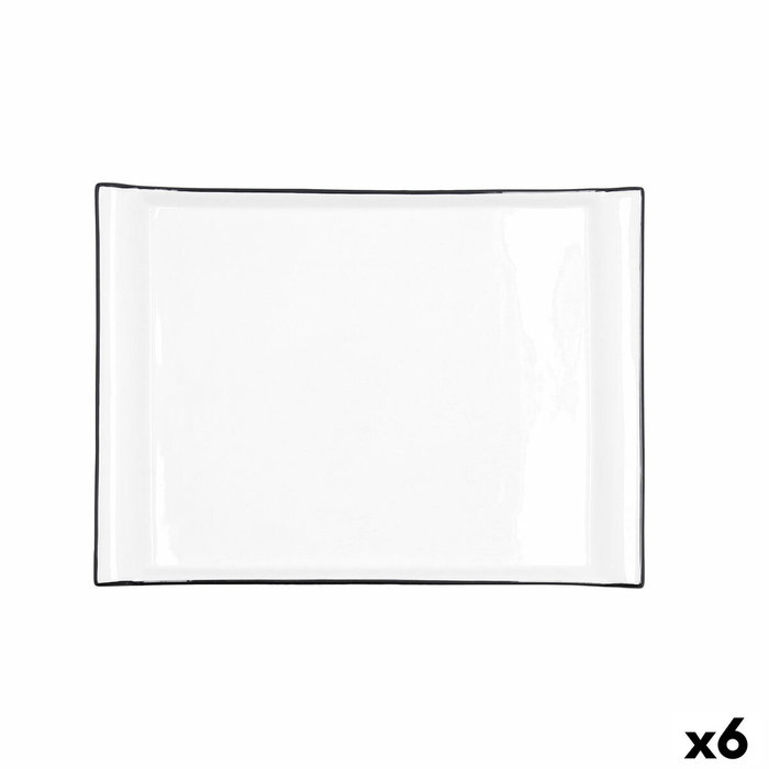 Quid Fuente Porcelana Gastro Black 31x23 cm (6 Unidades) de Blanco y Negro
