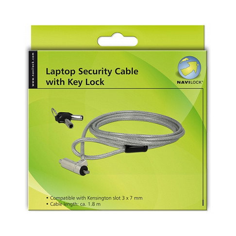 Navilock Cable de seguridad para portátiles con llave para ranura Kensington 3x7mm Navilock Cable de seguridad para portátiles con llave para ranura Kensington 3x7mm