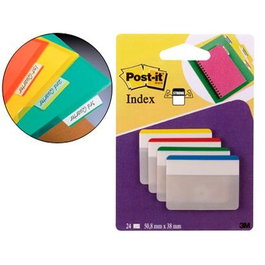 Post-It Index Rigido Archivar Grandes 4 Colores X 24 Marcadores 686f-1
