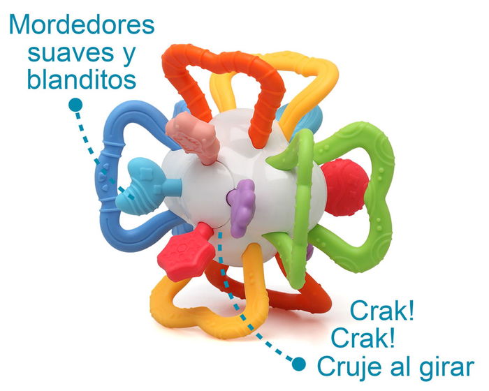 KioKids Mordedor Sensorial Bola Bebé +4 Meses Juguete Dentición Estimulación Multicolores KioKids Mordedor Sensorial Bola Bebé +4 Meses Juguete Dentición Estimulación Multicolores