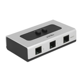 DeLOCK 87698 Conmutador RJ11 Manual Bidireccional 2 Puertos Negro Gris Plástico