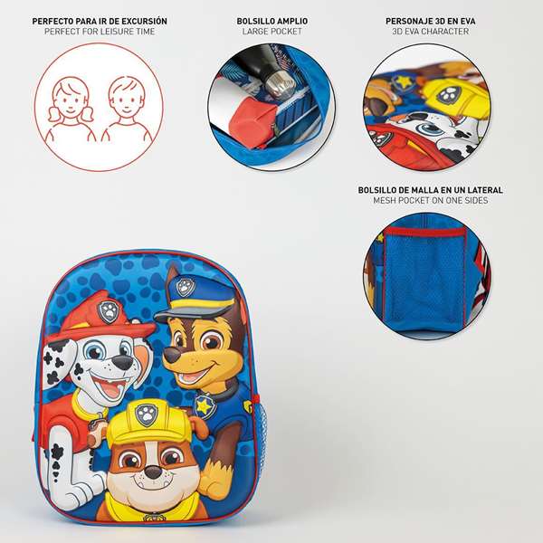 Cerdà Mochila Infantil 3D Paw Patrol 25.0 x 31.0 x 10.0 cm para Niños de 2 a 8 Años