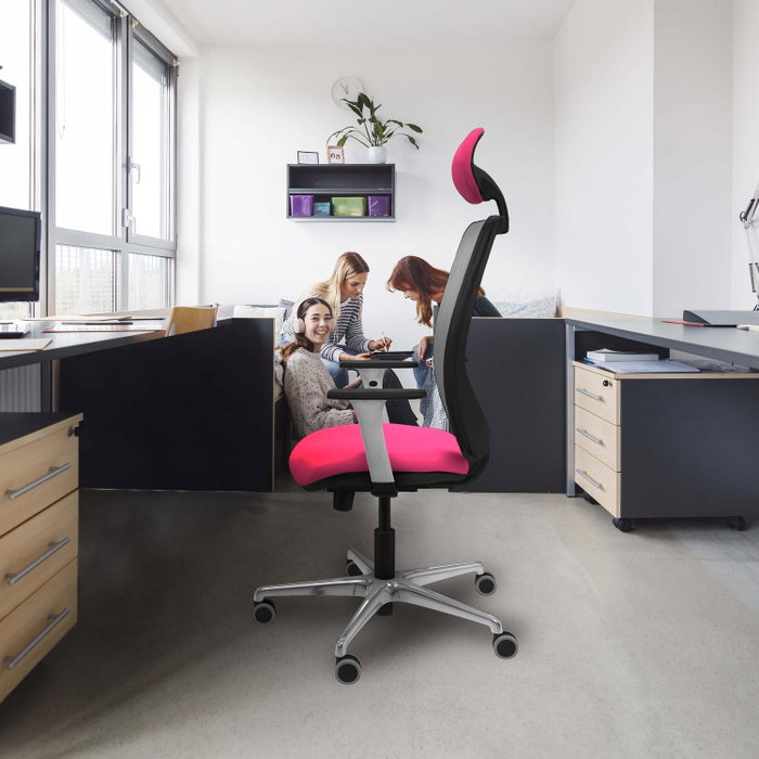 PIQUERAS Y CRESPO Silla de oficina Zulema con mecanismo Sincro/Traslack Azul marino y Blanco