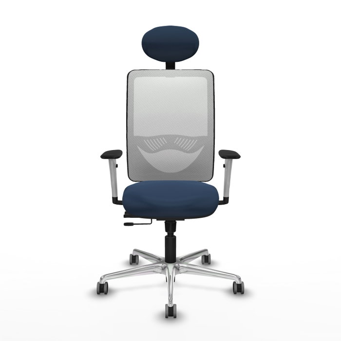 PIQUERAS Y CRESPO Silla de oficina Zulema con mecanismo Sincro/Traslack Azul marino y Blanco