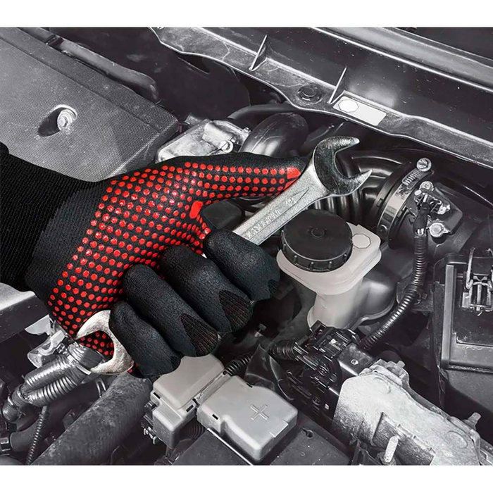 Juba Guante Agility Dots Nailon Licra con Palma Nitrilo Foam y Puntos Negro Rojo Talla XL