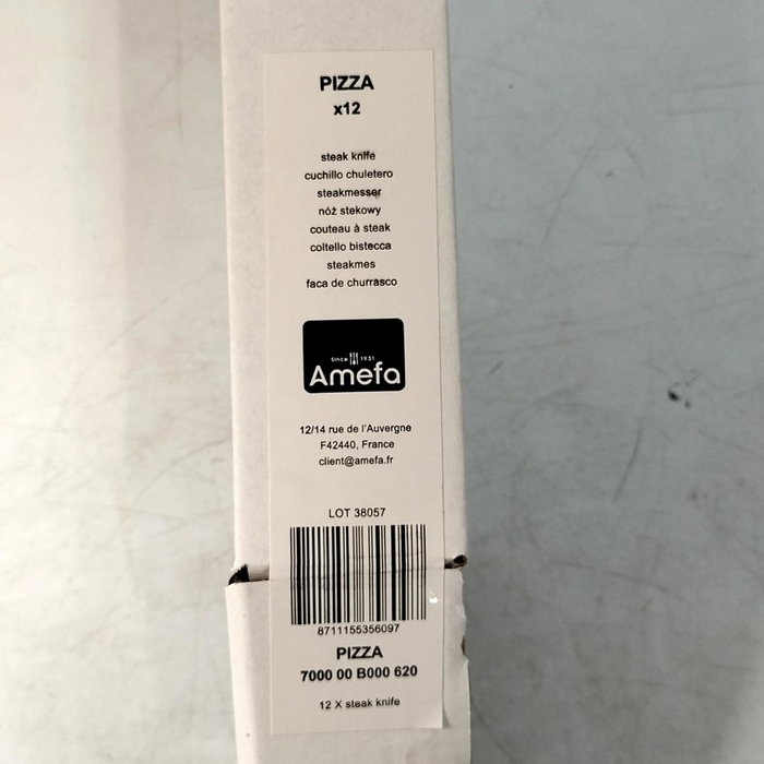 Amefa Caja de 12 Cuchillos Chuleteros PIZZA STEAK de 21,2 cm