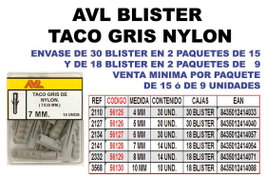 Taco de Nylon Gris 10 mm BL BLISTER TACO GRIS NYLON 10 MM 3568