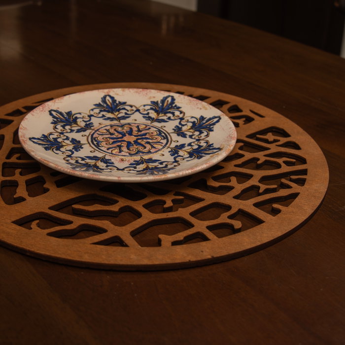 Hermia Coral - Walnut Juego de Salvamanteles de Madera (4 Piezas) 36x36cm
