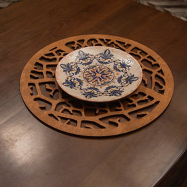 Hermia Coral - Walnut Juego de Salvamanteles de Madera (4 Piezas) 36x36cm
