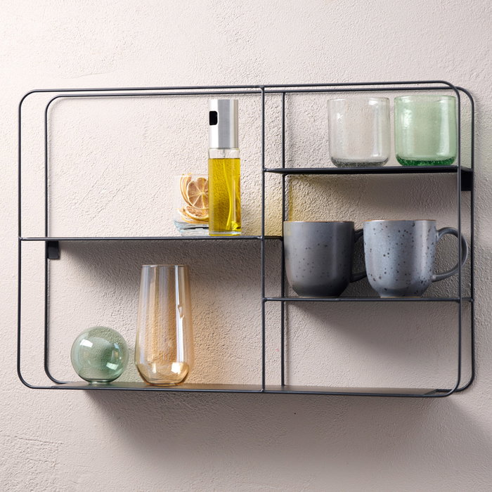 Day Estante de Pared Metal Day 57x40x10 cm con 4 Baldas de Metal, Estructura Tubo 4 mm
