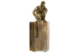 DKD Home Decor Figura de Personas en Mango y Aluminio Dorado