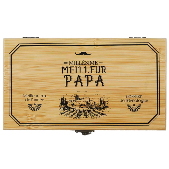 The Concept Factory Caja Bambú 5 Piezas para Vino con Termómetro, Sacacorchos y Accesorios