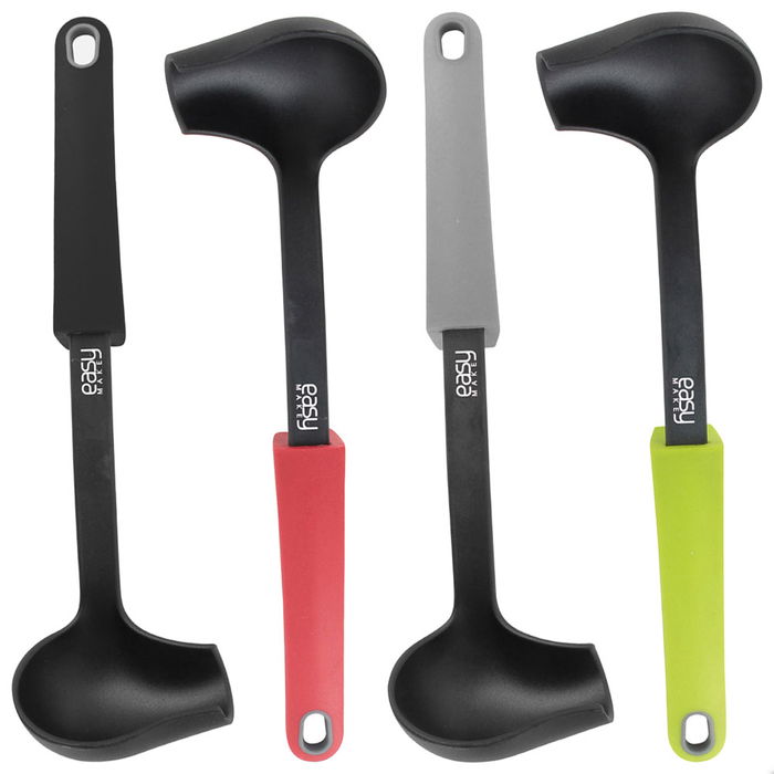 Easy Make Cucharón Salsa Nylon con Soporte Integrado Anti-Rayaduras Apto Lavavajillas Colores Surtidos