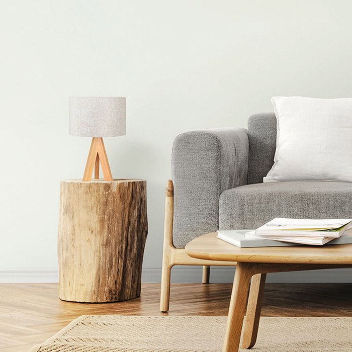 Edm Lámpara de mesa de madera y tela E27