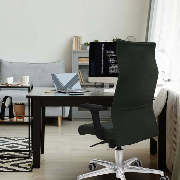 PIQUERAS Y CRESPO Sillón Albacete con mecanismo Sincro, Tela Negra y Base de Aluminio PIQUERAS Y CRESPO Sillón Albacete con mecanismo Sincro, Tela Negra y Base de Aluminio