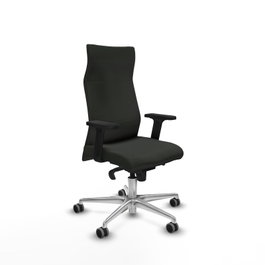 PIQUERAS Y CRESPO Sillón Albacete con mecanismo Sincro, Tela Negra y Base de Aluminio