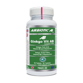 Airbiotic Ginkgo-Vit AB Complex 6000mg 90 tabletas Ginkgo con Vitaminas B6, B12 y Ácido Fólico