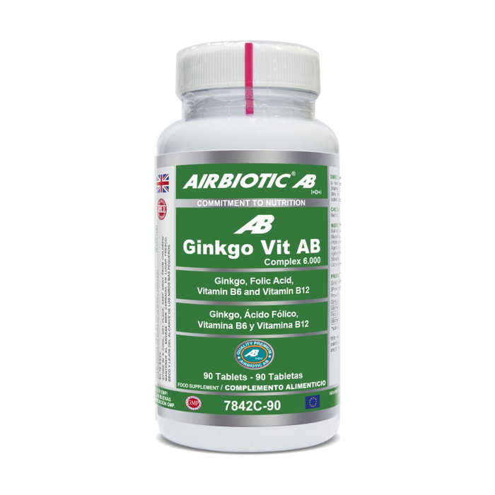 Airbiotic Ginkgo-Vit AB Complex 6000mg 90 tabletas Ginkgo con Vitaminas B6, B12 y Ácido Fólico Airbiotic Ginkgo-Vit AB Complex 6000mg 90 tabletas Ginkgo con Vitaminas B6, B12 y Ácido Fólico