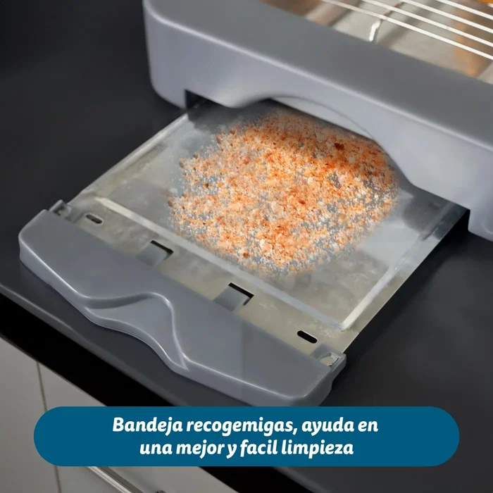 Grunkel TSP-MINISIZE Tostadora Plana Compacta para 2 Rebanadas, 300 W, Bandeja Extraíble, Resistencia de Cuarzo, Color Gris