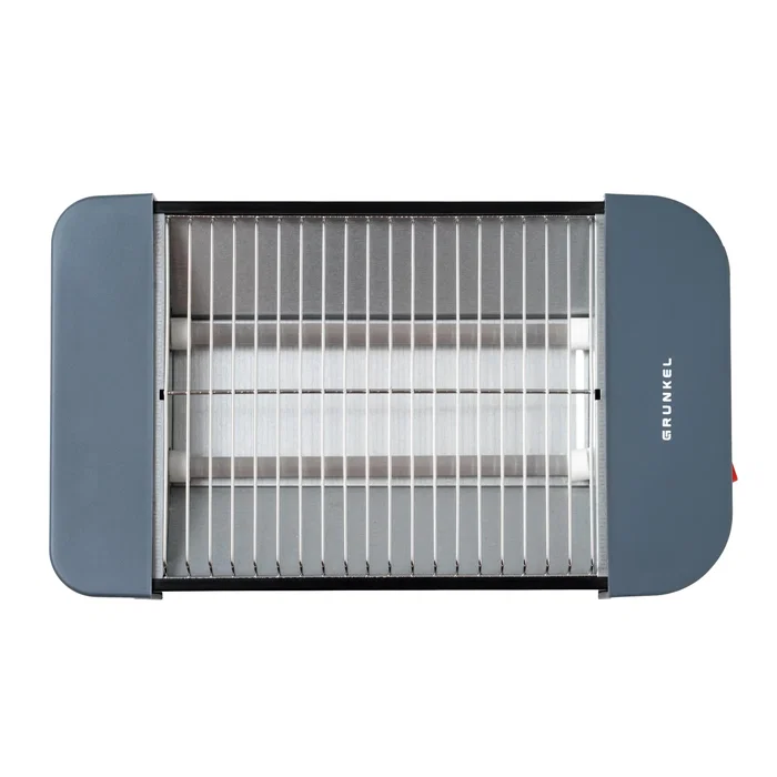 Grunkel TSP-MINISIZE Tostadora Plana Compacta para 2 Rebanadas, 300 W, Bandeja Extraíble, Resistencia de Cuarzo, Color Gris