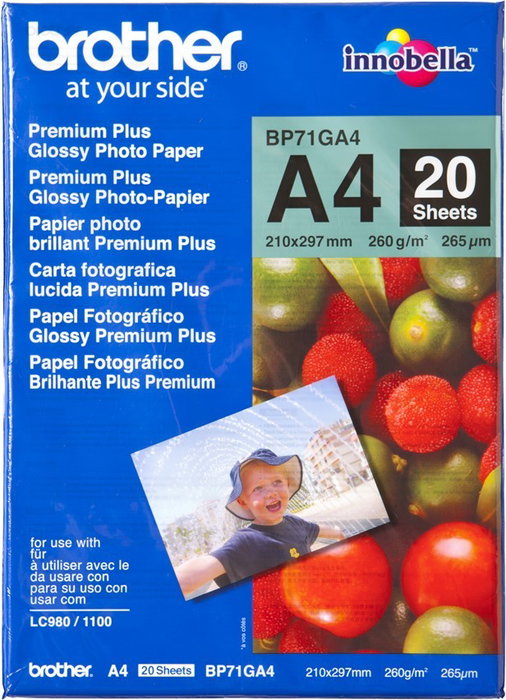 Brother Papel Fotográfico Glossy Premium A4 260g/m² 20 Hojas