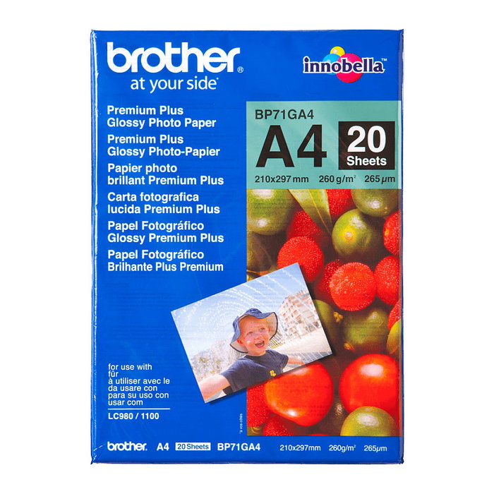 Brother Papel Fotográfico Glossy Premium A4 260g/m² 20 Hojas