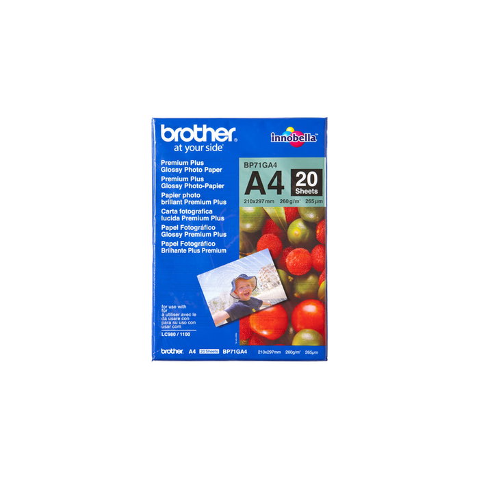 Brother Papel Fotográfico Glossy Premium A4 260g/m² 20 Hojas