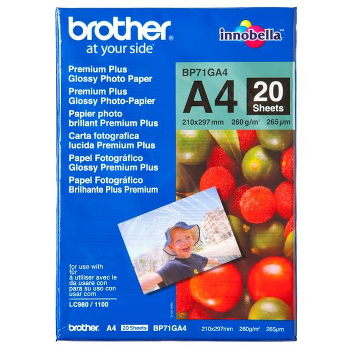 Brother Papel Fotográfico Glossy Premium A4 260g/m² 20 Hojas