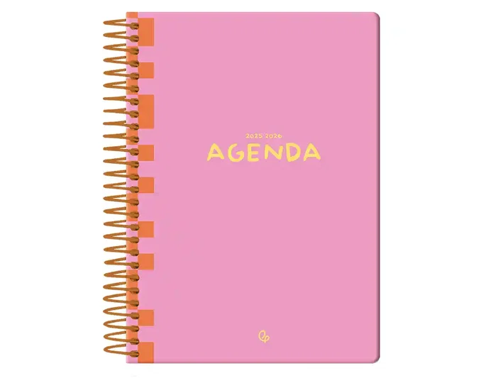 Liderpapel Agenda escolar 2025-2026 Classic Semana Vista A5 bilingüe rosa