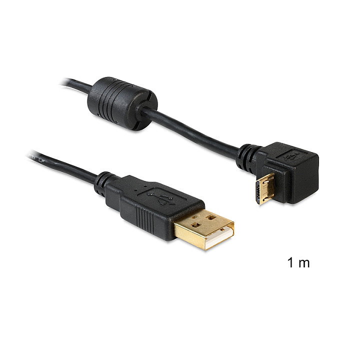 DeLOCK Cable USB 2.0 de 1 m con conector USB-A y Micro-USB B angulado