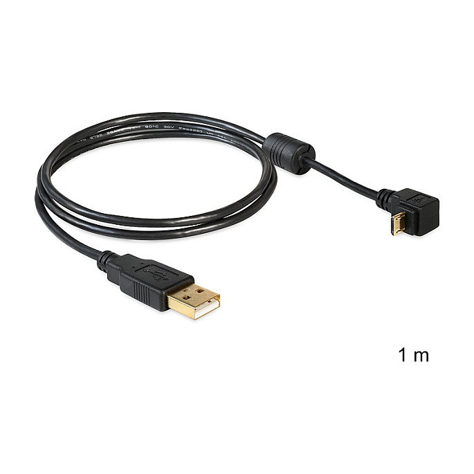 DeLOCK Cable USB 2.0 de 1 m con conector USB-A y Micro-USB B angulado