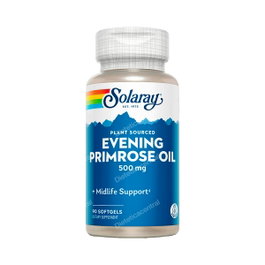 Solaray Evening Primrose Oil 90 Perlas - Aceite de Prímula 500 mg por perla con Ácido Linoleico y GLA - Suplemento Alimenticio