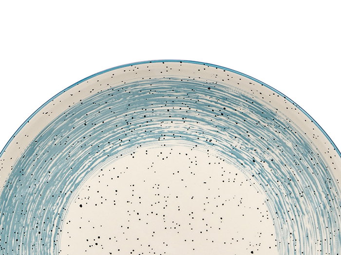 Vessia Plato Llano para Comida de Cerámica Patinado, Color Azul y Blanco, Diámetro 26 cm (27.5x27.5x3 cm) (Set de 24)