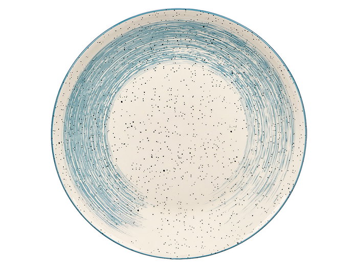Vessia Plato Llano para Comida de Cerámica Patinado, Color Azul y Blanco, Diámetro 26 cm (27.5x27.5x3 cm) (Set de 24)