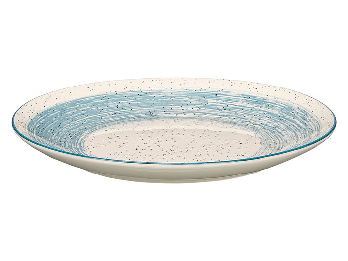 Vessia Plato Llano para Comida de Cerámica Patinado, Color Azul y Blanco, Diámetro 26 cm (27.5x27.5x3 cm) (Set de 24)