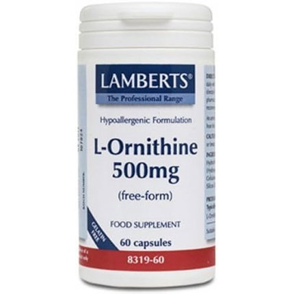 LAMBERTS L-Ornitina HCl 500 mg, 60 cápsulas