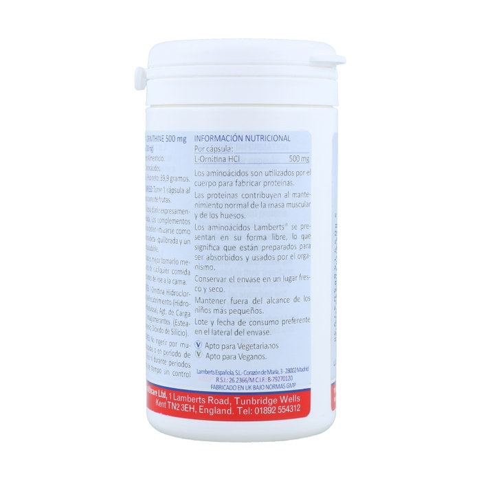 Lamberts L-Ornitina HCl 500 mg 60 cápsulas