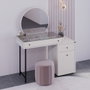 Hanah Home Tmu-713-Vv-1 Mesa de Maquillaje Tocador Color Visón 108x130x47 cm con Estantes y Patas de Metal