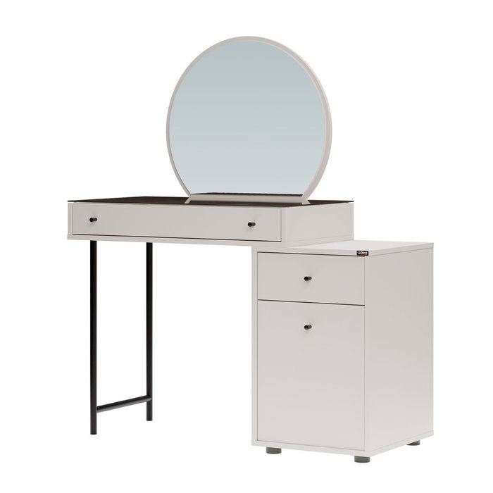 Hanah Home Tmu-713-Vv-1 Mesa de Maquillaje Tocador Color Visón 108x130x47 cm con Estantes y Patas de Metal