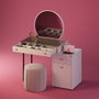 Hanah Home Tmu-713-Vv-1 Mesa de Maquillaje Tocador Color Visón 108x130x47 cm con Estantes y Patas de Metal
