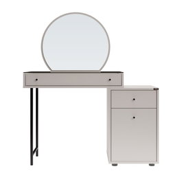 Hanah Home Tmu-713-Vv-1 Mesa de Maquillaje Tocador Color Visón 108x130x47 cm con Estantes y Patas de Metal