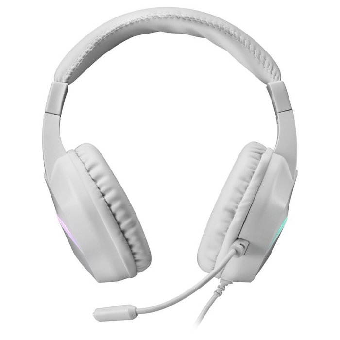 MRS Gaming Auriculares Gaming MH122 con Micrófono FRGB Rainbow, Cancelación Ruido Pasiva, Drivers 50mm Neodimio, 3.5mm + USB para PC, PS5, Xbox, Nintendo Switch, Smartphone - Blanco