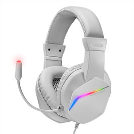 MRS Gaming Auriculares Gaming MH122 con Micrófono FRGB Rainbow, Cancelación Ruido Pasiva, Drivers 50mm Neodimio, 3.5mm + USB para PC, PS5, Xbox, Nintendo Switch, Smartphone - Blanco
